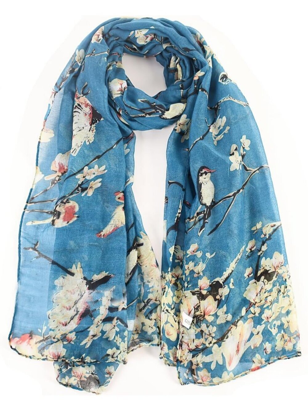 Women's Blue Multi Cover Hijab Cotton Voile Wrap for Spring Fall Scarf Shawl